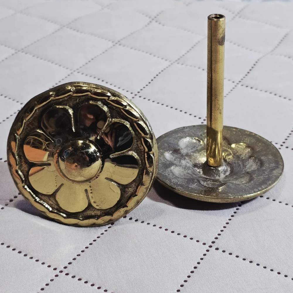 Vintage Brass Floral Rosette Curtain Tiebacks Pair 3.5